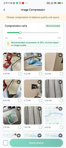 Image compression screen mockup